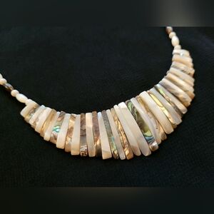 Vintage Mother Of Pearl And Abalone Necklace